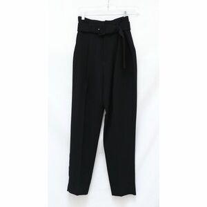 NWT MANGO black tapered pleated pants belted trousers high rise business office